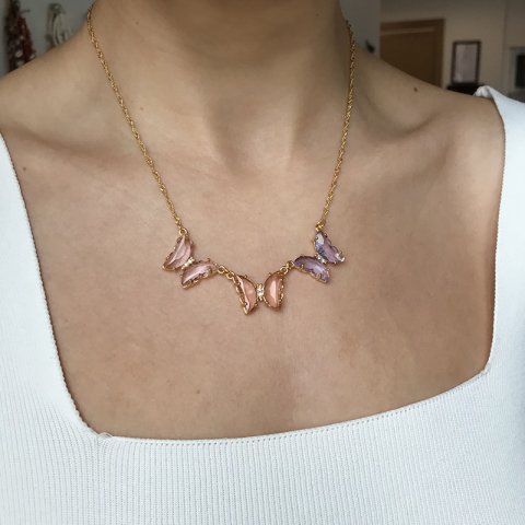 Üçlü Shine Butterfly Kelebek Kolye