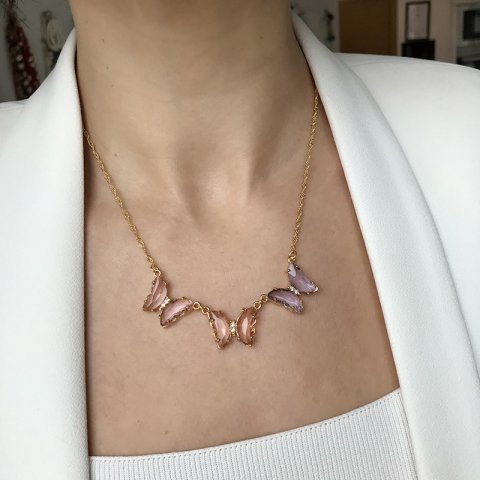 Üçlü Shine Butterfly Kelebek Kolye