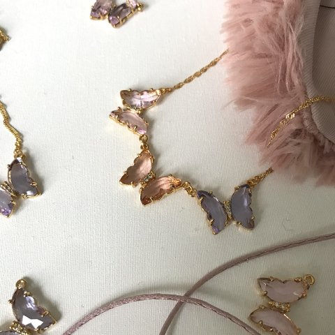 Üçlü Shine Butterfly Kelebek Kolye