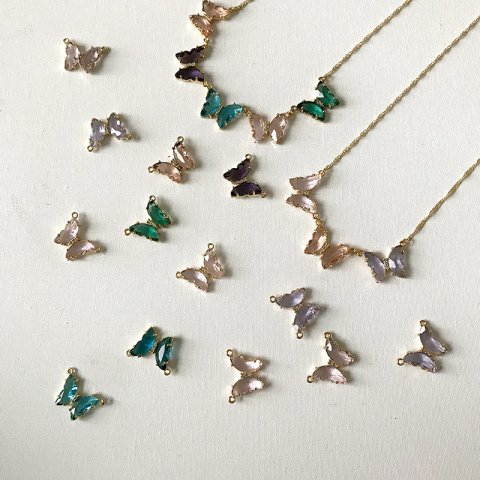 Üçlü Shine Butterfly Kelebek Kolye