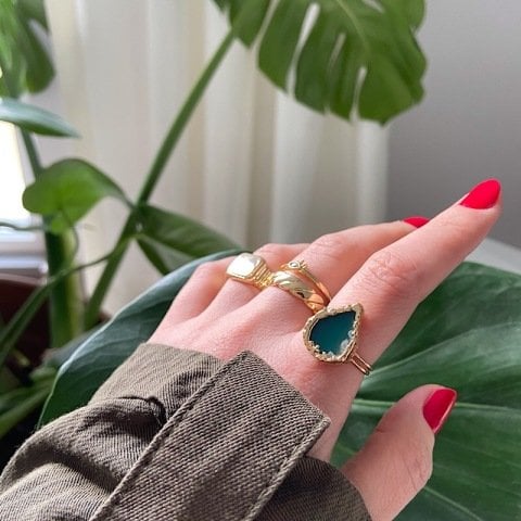 Dominic Island 2 Agat Doğal Taş Yüzük