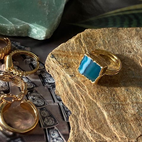 Bodrum 2 Agat Doğal Taş Yüzük