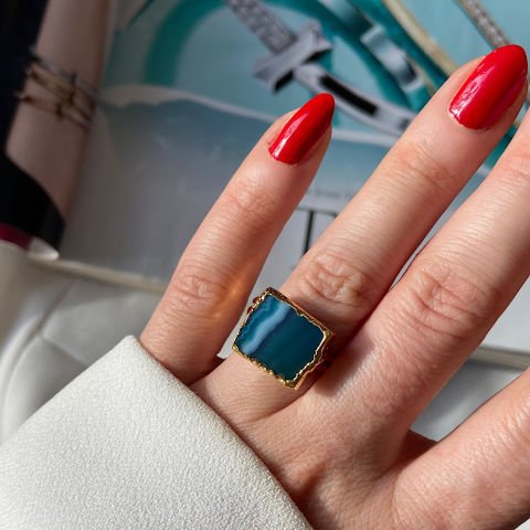 Bodrum 2 Agat Doğal Taş Yüzük