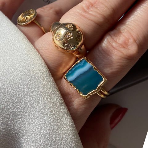 Bodrum 2 Agat Doğal Taş Yüzük