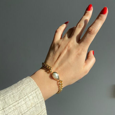 Barok İncili Gold Bileklik