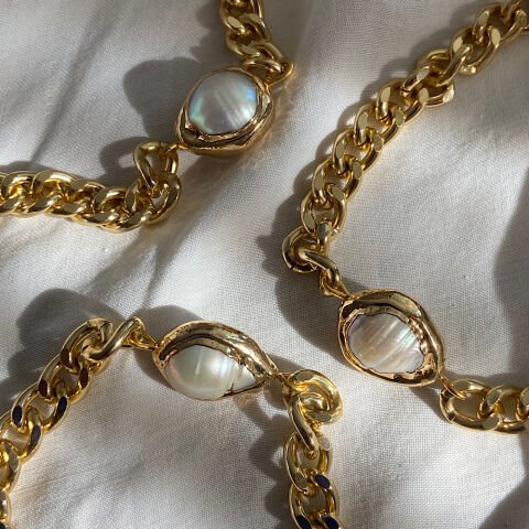 Barok İncili Gold Bileklik