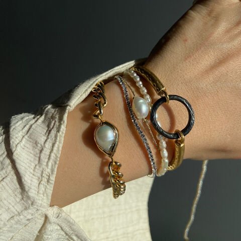 Barok İncili Gold Bileklik