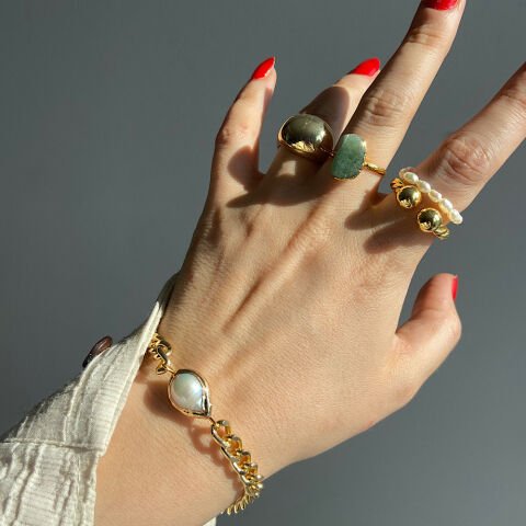 Barok İncili Gold Bileklik