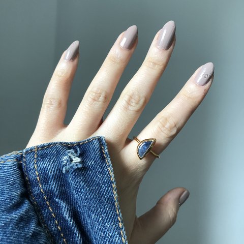 Yarım Ay Lacivert Akik Doğal Taş Yüzük