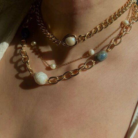 Barok İncili Gold Kolye