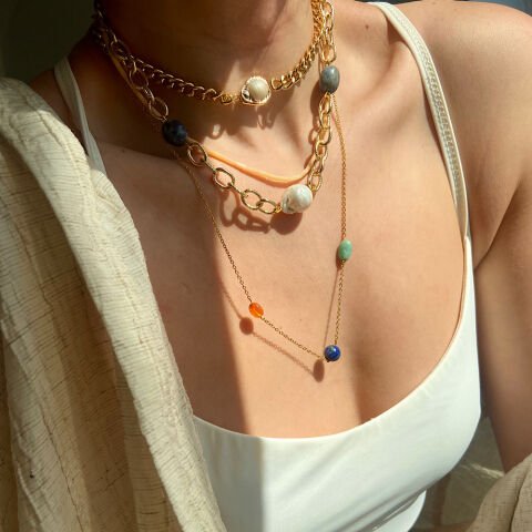 Barok İncili Gold Kolye