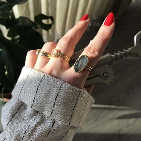 Los Angeles 3 Agat Doğal Taş Yüzük