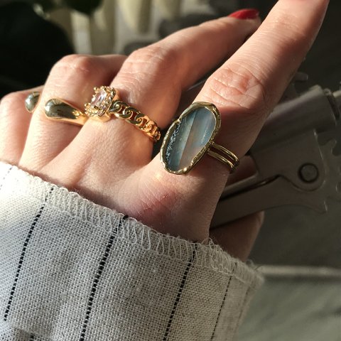 Los Angeles 3 Agat Doğal Taş Yüzük