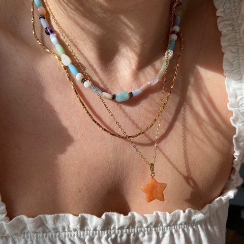 Karnelyan Akik Yıldız Kolye