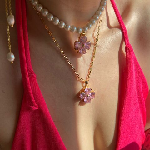 Barbie İncili Yonca Şans Choker