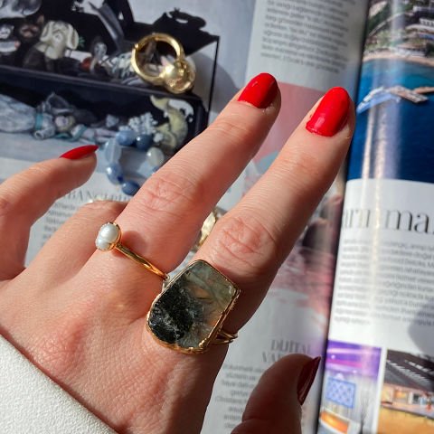 Amorf Prehnit Taş Yüzük