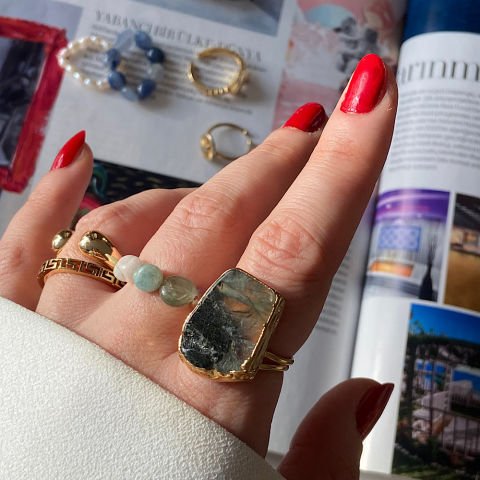 Amorf Prehnit Taş Yüzük