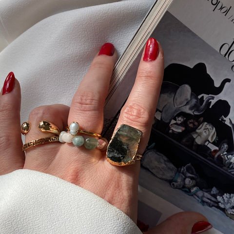 Amorf Prehnit Taş Yüzük