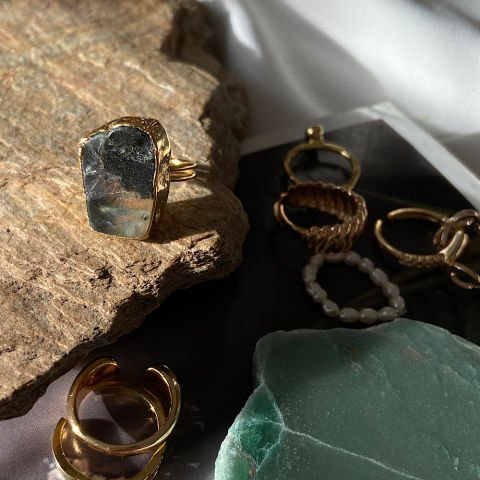 Amorf Prehnit Taş Yüzük