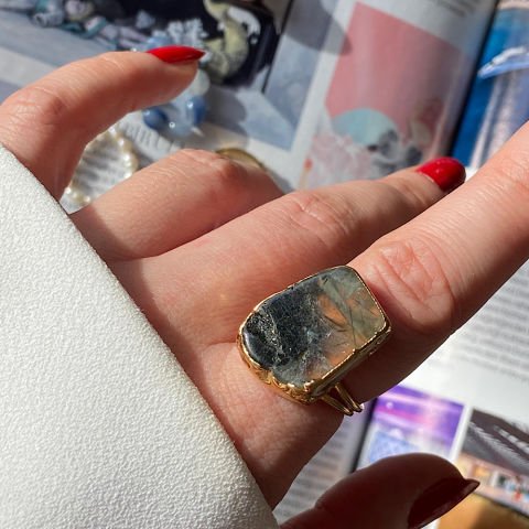 Amorf Prehnit Taş Yüzük