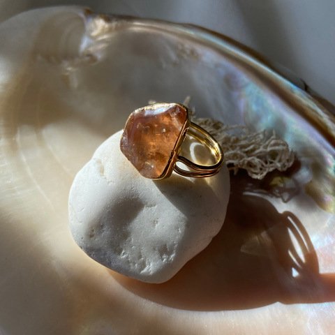 Bal Kuvars Kesit Doğal Taş Yüzük