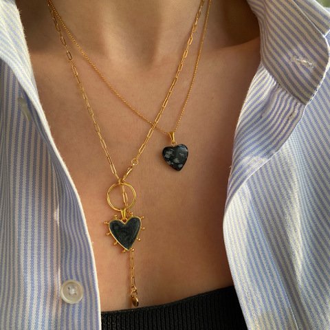 Siyah Kalp Kolye