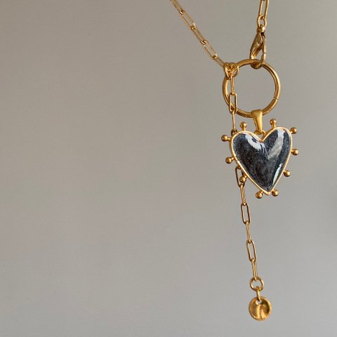 Siyah Kalp Kolye