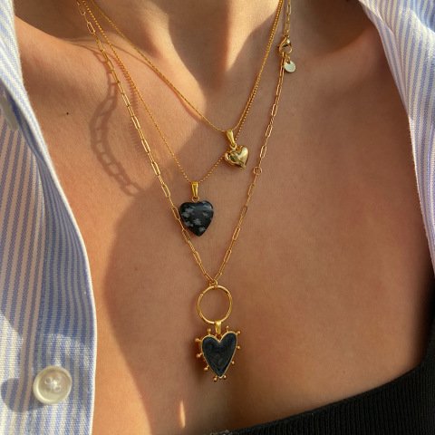 Siyah Kalp Kolye