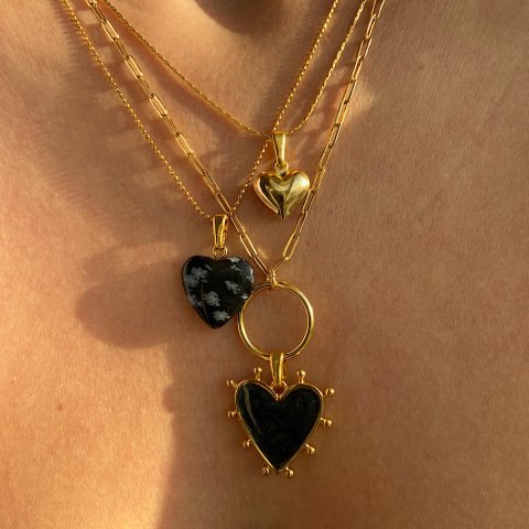Siyah Kalp Kolye