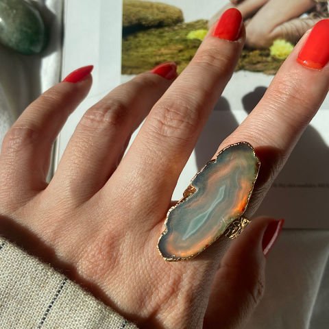 Bali Agat Doğal Taş Yüzük