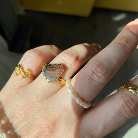 Peri Bacaları Agat Doğal Taş Yüzük