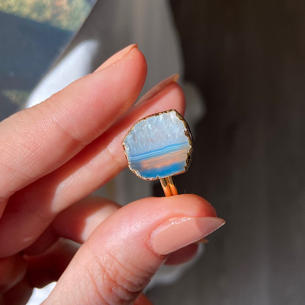 Salda Gölü Agat Doğal Taş Yüzük