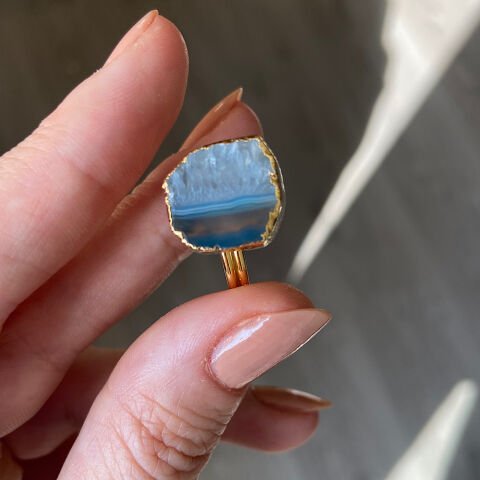 Salda Gölü Agat Doğal Taş Yüzük