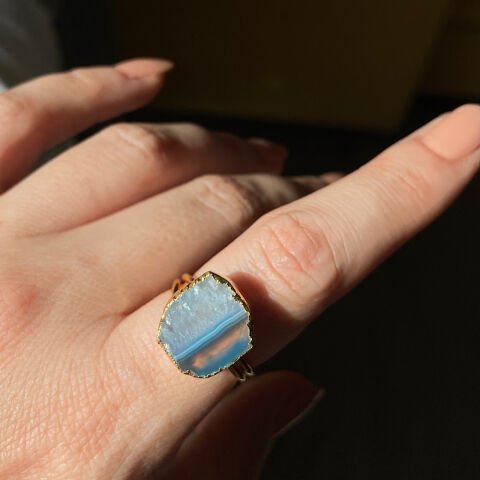 Salda Gölü Agat Doğal Taş Yüzük