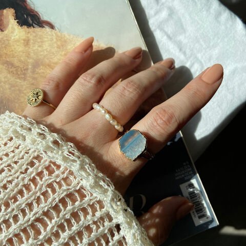 Salda Gölü Agat Doğal Taş Yüzük