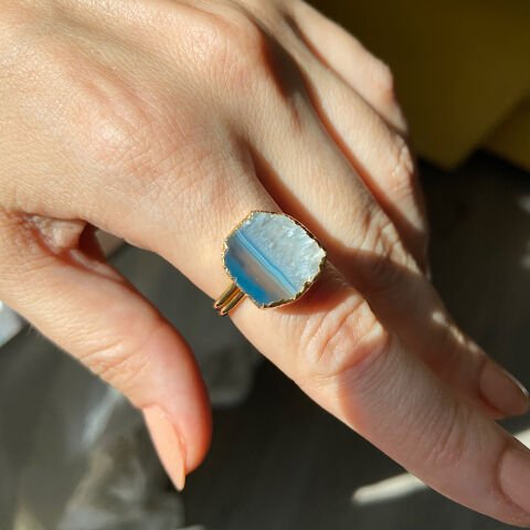 Salda Gölü Agat Doğal Taş Yüzük