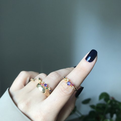 Renkli Zirkon Taşlı Yüzük