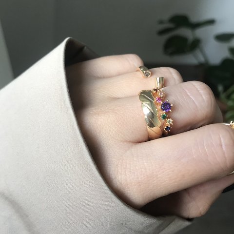 Renkli Zirkon Taşlı Yüzük