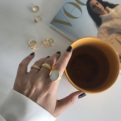 Oval Sedef Taş Yüzük