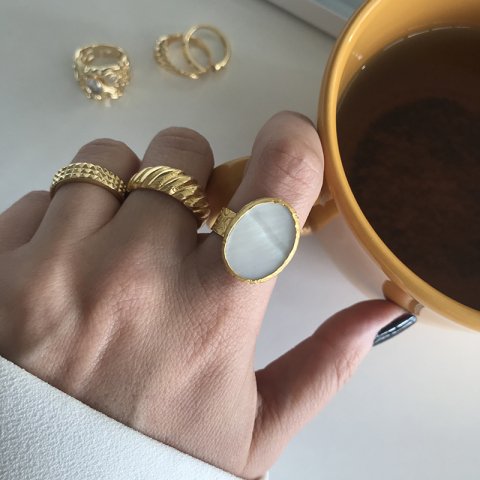 Oval Sedef Taş Yüzük