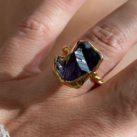 Ametist Kristali Amorf Yüzük