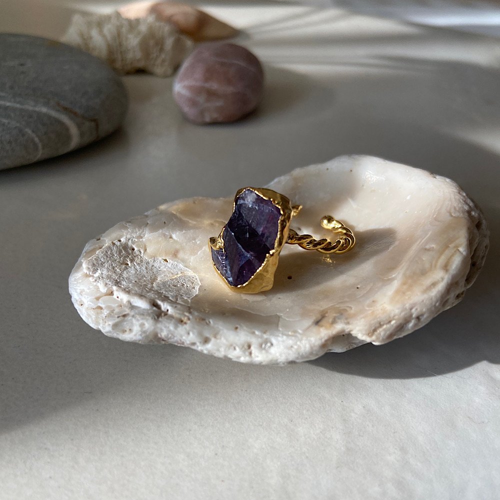 Ametist Kristali Amorf Yüzük