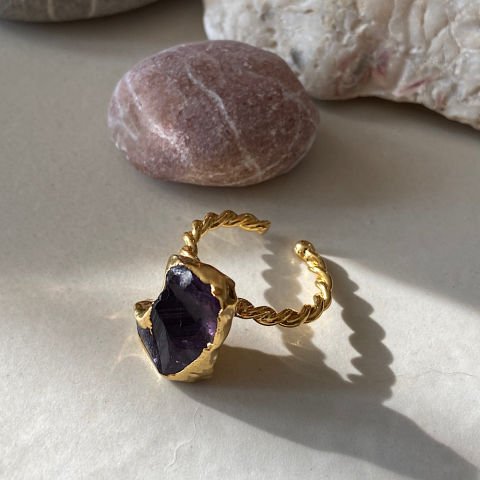 Ametist Kristali Amorf Yüzük