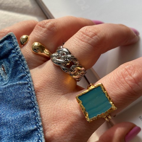 İzlanda Agat Doğal Taş Yüzük