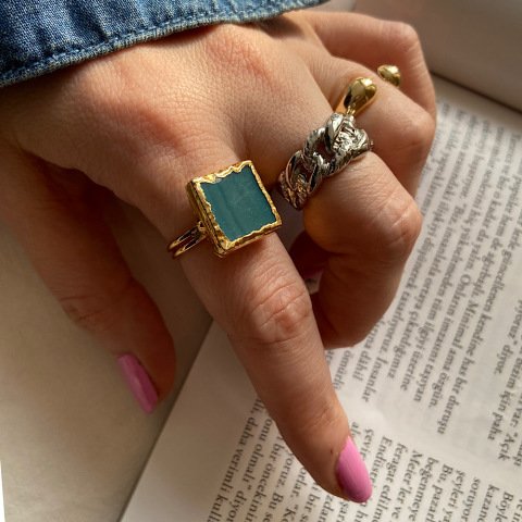 İzlanda Agat Doğal Taş Yüzük