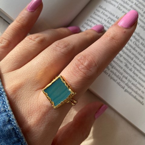 İzlanda Agat Doğal Taş Yüzük