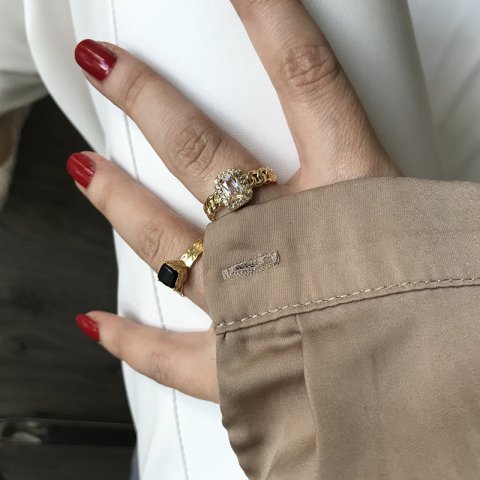 Baget Taşlı Zincir Yüzük