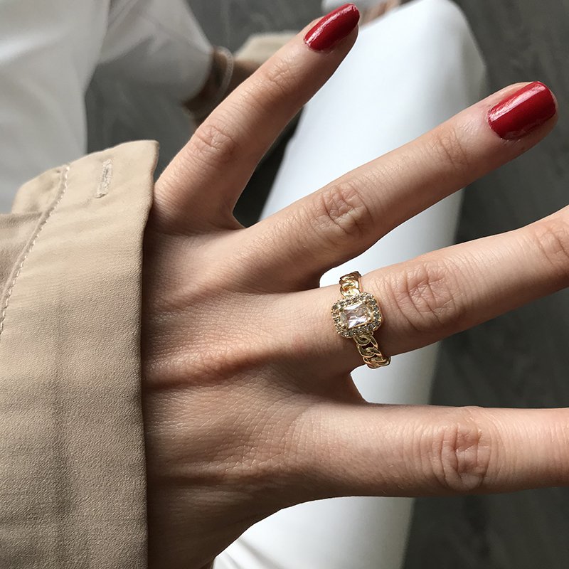 Baget Taşlı Zincir Yüzük