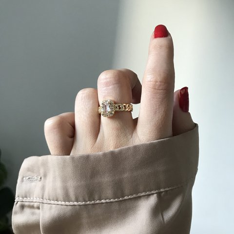 Baget Taşlı Zincir Yüzük