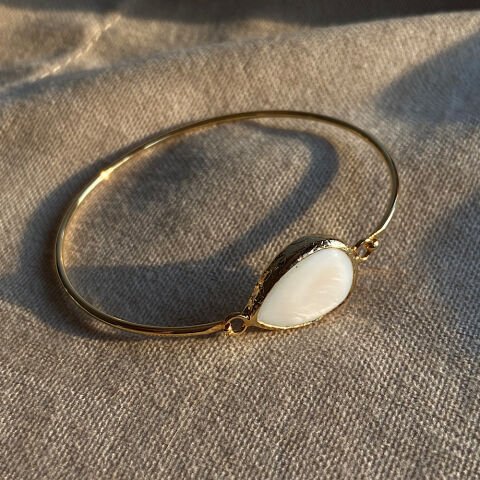 Sedef Taşı İnce Kelepçe Bileklik